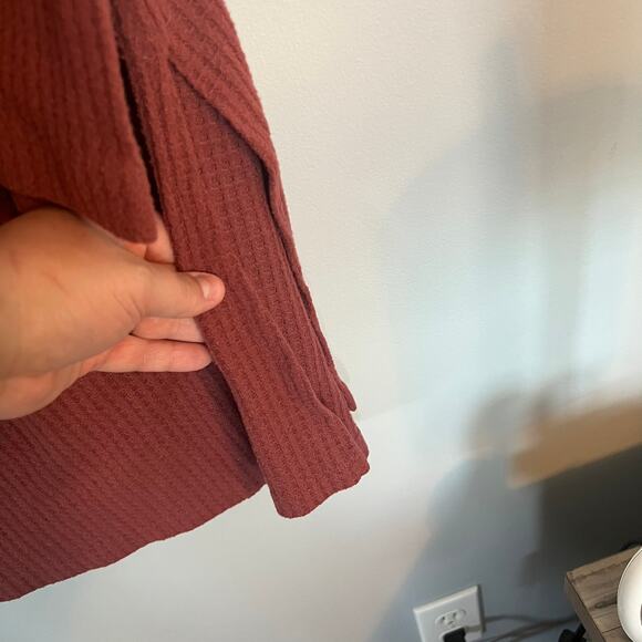 Emerald Waffle Knit Cowl Neck Top Women's Plus Size 3X Long Sleeves - Picture 3 of 7